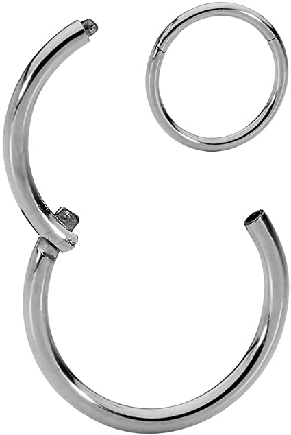 365 Sleepers Solid G23 Titanium 20G-18G-16G-14G-12G-10G-8G Hinged Clicker Segment Nose Ring Hoop – Sold Individually
