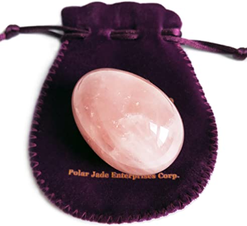 Polar Jade Rose Quartz Yoni Egg, Undrilled, Large Size, Pink Love Stone, for Women for Strengthening Pelvic Floor Muscles and for Countering Stress Adult Urinary Incontinence (Large (50x35mm))