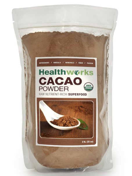 Healthworks Raw Certified Organic Cacao Powder, 32 Ounce