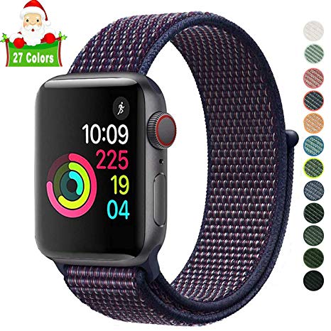 Lrapple Compatible with Apple Watch Band 38mm 40mm 42mm 44mm,Soft Nylon Sport Loop,with Hook and Loop Fastener,Replacement Band Compatible for iWatch Series 4/3/2/1