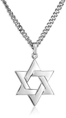 Men's Sterling Silver Star of David Pendant with Stainless Steel Chain, 24"