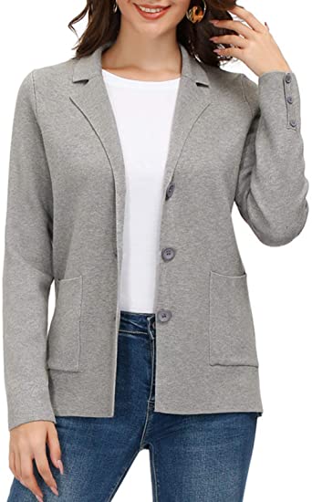 Women's Long Sleeve Casual Blazer Work Office Bussiness Jacket with Pocket