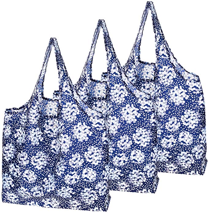 Reusable Grocery Bags Set of 3 Durable and Lightweight Duty Foldable Shopping Tote Bag (Blue snow)