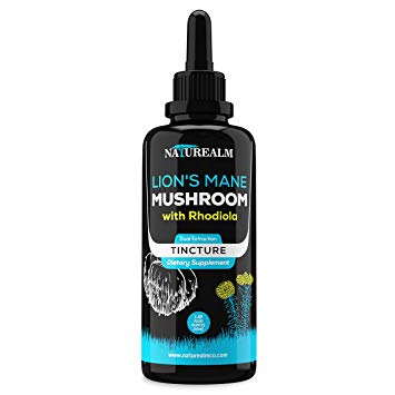 Naturealm Organic Lion's Mane Mushroom & Rhodiola Rosea Liquid Extract - Nootropic & Adaptogen for Memory, Focus, Mental Clarity, Nerve Health, Mood, Stress Support, Energy - 50ml