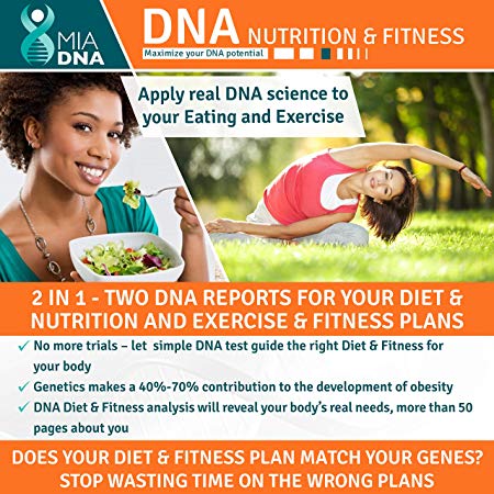 2 in 1 - Diet & Nutrition   Exercise & Fitness Home DNA Test Kit I Leverage Genetic testing to uncover the optimal dietary profile and the ideal physical activity just for you. Your personalized plan.