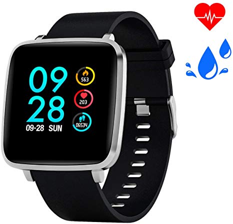 Blood Pressure Monitor Watch Fitness Tracker Smart Watch with Blood Oxygen Heart Rate Monitor IP68 Waterproof Pedometer Calorie Counter Men Women Kids Sport Watch Bebicna