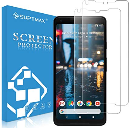 SUPTMAX Screen Protector Glass for Google Pixel 2 XL [Case Friendly] Pixel 2XL Tempered Glass [Easy Installation] Google Pixel 2XL Screen Protector Film (Pixel 2 XL Clear 2 Packs)
