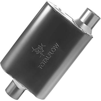 TOTALFLOW 415542 409 Stainless Steel Two-Chamber Universal Muffler 2.5" Center IN / 2.5" Offset OUT