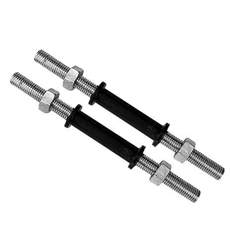 PSE Priya Sports Chrome Metal Fiber Grip Threaded Dumbbell Rods with Locks, 14 Inches