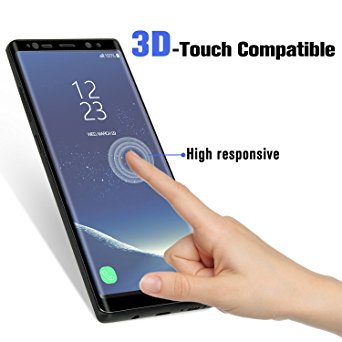 Galaxy Note 8 Tempered Glass Screen Protector, 0.33mm 9H 3D Full Coverage edge to edge fingerprint screen protector for Samsung Galaxy Note 8(Black)
