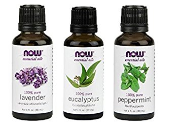 3-Pack Variety of NOW Essential Oils: Pure & Natural Blend - Lavender, Eucalyptus, Peppermint