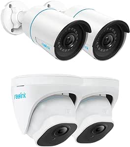 REOLINK PoE Outdoor Home Security Cameras, 5MP Dome Bullet IP Surveillance Cameras, Smart Human/Vehicle Detection, Work with Smart Home, Time-Lapse, 2X RLC-510A Bundle with RLC-520A (Pack of 2)