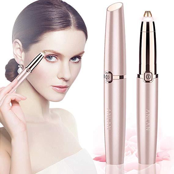 Eyebrow Hair Remover,ANLAN Electric Painless Trimmer for Women,Portable Hair Removal Razor with LED Light Replaceable Battery