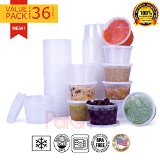 Paksh Novelty Plastic Containers for Lunch  Small Food Containers with Lids Leak Proof Microwavable Freezer and Dishwasher Safe 16 Ounce 36 Pack