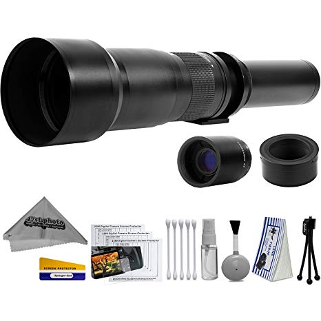 Opteka 650-2600mm High Definition Ultra Telephoto Zoom Lens for Fuji X-Mount Digital Cameras (Black)   Premium 10-Piece Cleaning Kit