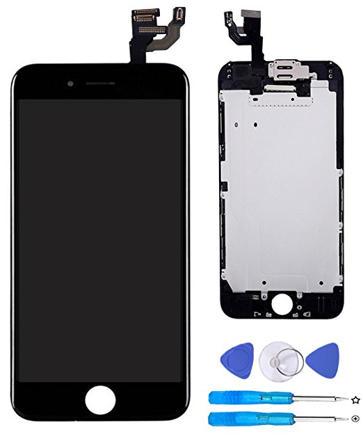 Coobetter LCD Display Touch Screen Digitizer Full Assembly Set for iPhone 6 Screen Replacement with Front Camera   Ear Speaker   Facing Proximity Sensor   Repair Tools ( iPhone 6 Black )