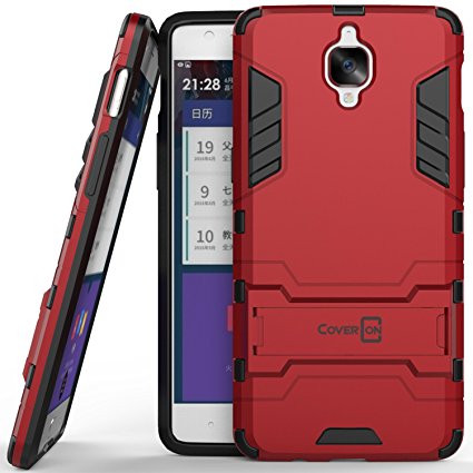 OnePlus 3 Case, CoverON® [Shadow Armor Series] Hard Slim Hybrid Kickstand Phone Cover Case for OnePlus 3 - Red