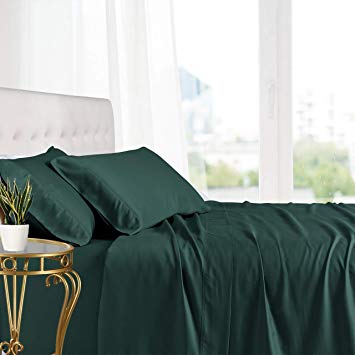 Exquisitely Lavish Body Temperature-Regulated Bedding, 100% Tencel Lyocell Fibers from Eucalyptus, 300 Thread Count, 4 Piece Queen Size Deep Pocket Silky Soft Sheet Set, Teal