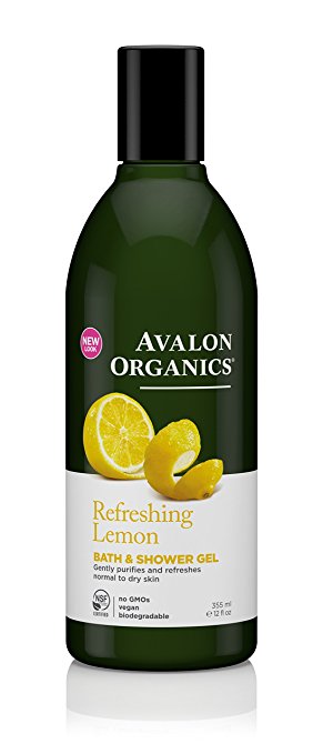 Avalon Organics Bath & Shower Gel, Refreshing Lemon, 12 Fluid Ounce