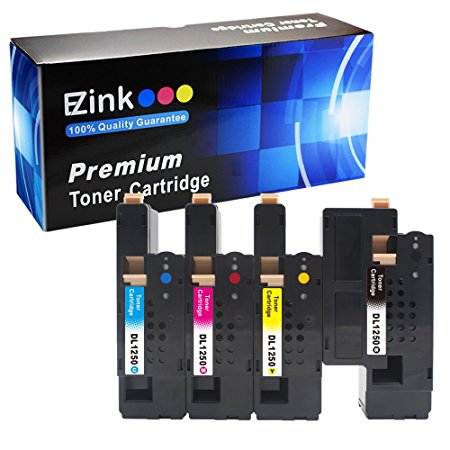 E-Z Ink (TM) Compatible Toner Cartridge Replacement For Dell 1250 810WH C5GC3 XMX5D WM2JC (1 Black, 1 Cyan, 1 Magenta, 1 Yellow) 4 Pack For use with Dell 1250c C1760nw C1765nfw 1350cnw 1355cn 1355cnw