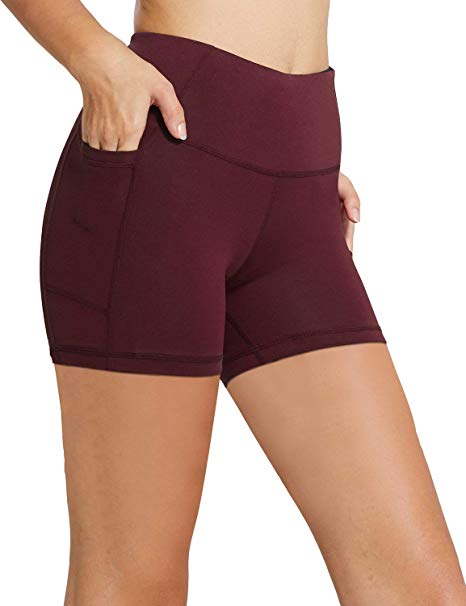 Baleaf Women's 8" / 5" High Waist Workout Yoga Running Compression Shorts Tummy Control Side Pockets