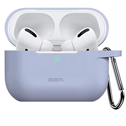 ESR Bounce Carrying Case with Keychain for AirPods Pro (2019 Release), Visible Front LED, Supports Wireless Charging, Shock-Absorbing Protective Silicone Cover, Soft Slim Case Skin, Lavender