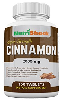 ★NutriShack★ Finest CEYLON Cinnamon 2000mg 150 Tablets - High Potency - Blood Sugar Control - Powerful Natural Antioxidant - Potent Anti-Inflammatory - Encourages Lower Cholesterol Levels - Powerful Anti-Diabetic Effect - Natural Herbal Food Supplement