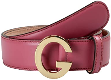 Gucci Unisex Light Purplish Pink Buckle Decorated Leather Belt