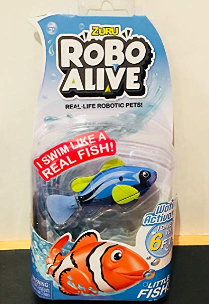 New Limited Zuru Robo Alive Little Fish Collection - Water Activated BLUE TANG FISH - Dives to 6ft! Perfect Stocking Stuffer! Blue Tang Fish swims like a Real Fish! Perfect Bath Time Toy