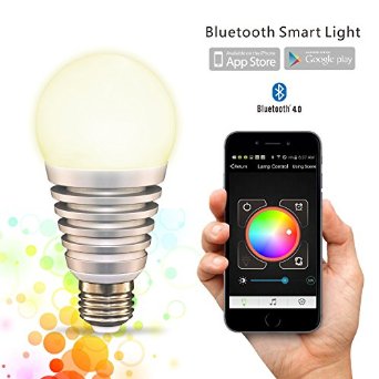 Flux8482 SuperLight Bluetooth LED Smart Light Bulb - Smartphone Controlled Dimmable Multicolored Color Changing Lights - Works with iPhone iPad Android Phone and Tablet - 60 Watt Equivalent