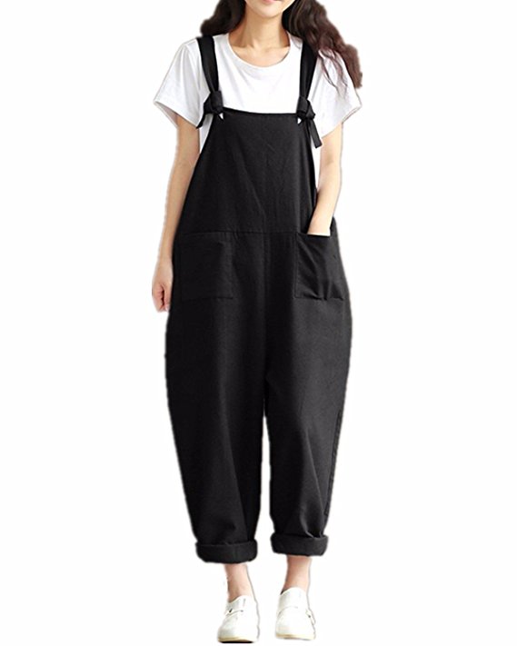 Styledome Women's Retro Loose Casual Baggy Sleeveless Overall Long Jumpsuit Playsuit Trousers Pants Dungarees