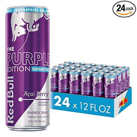 Red Bull Energy Drink Sugar Free Acai Berry 24 Pack 12 Fl Oz, Sugarfree Purple Edition