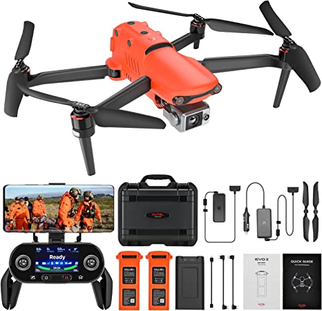 Autel Robotics EVO II Dual 640T - Rugged Bundle V2, 640x512 Resolution Thermal Imaging Camera, 8K Video&48MP Visible Camera Sensor, 360° Obstacle Avoidance, Picture-in-Picture Mode, 10 Color Schemes, for Firefighting/Search&Rescue/Power Inspection/Public Safety/Border Protection/Hunting, 30hz, 640R, V2