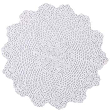 ZORJAR Placemats Handmade Lace Crochet Cotton Table Mats Placemats 15.75Inch(40CM, White)