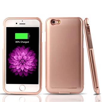 IPhone 6s Battery Case,Smaiphone Ultra Slim Iphone 6 Battery Case, Rechargeable Extended Portable Power Bank Charger Case Backup Pack Cover for Apple Iphone 6/6s 4.7" (Rose Gold)