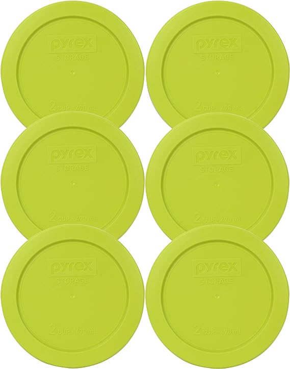 Pyrex Edamame 2 Cup Round Storage Cover #7200-PC for Glass Bowls 6-Pack