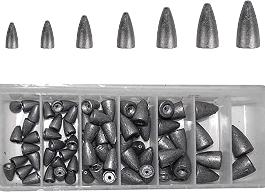 Bullet Fishing Sinker Weight Kit - Worm Sinker Weight Assorted Slip Sinkers with A Handy Box for Saltwater Freshwater Bass Fishing