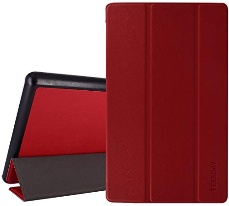 Fire HD8 2016 Case - Tessday Smart Shell Standing Cover for Amazon Fire HD 8 (Previous Generation - 6th) 2016 Release Only, Red