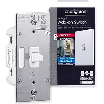 Enbrighten 700 Series Add-on In-Wall Smart Switch QuickFit & SimpleWire, Toggle, Wi-Fi, Z-Wave, Zigbee, Not A Standalone Switch, Smart Light Switch, 3 Way Switch, Alexa, Google Assistant, 59340