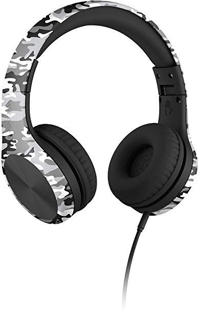 New! LilGadgets Connect  PRO Kids Premium Volume Limited Wired Headphones with SharePort (Children) - Snow Camo