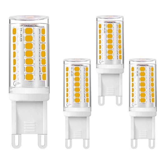 Dimmable G9 3W LED Bulb (35W Halogen Equivalent) 350LM Warm White 3000K, AC120V, G9 Bi-Pin Base LED Light Bulbs for Chandelier Home Lighting (Pack of 4) KLGlamp