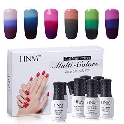 HNM Thermal Temperature Color Changing Gel Nail Polish Set Soak Off UV LED Nail Art Gift Box Kit 6 Colors C001