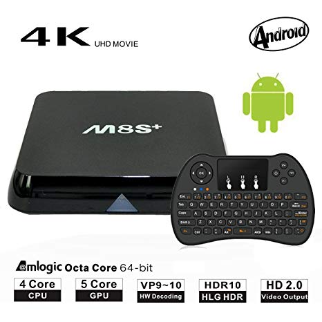Smart Android TV Box - FAGORY 2GB RAM 8GB ROM with Amlogic S905X Quad Core 2.4G Wifi 4K HD Support Bluetooth 4.0, With Mini Wireless Keyboard & IR Remote