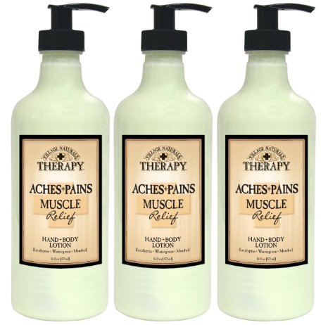 Village Naturals Therapy Muscle Relief Natural Lotion 16 fl oz (3-Pack)