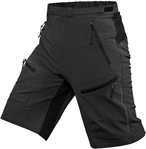 Cycorld Mens Mountain Bike Biking Shorts, Water Repellent MTB Shorts, Loose Fit Cycling Baggy Pants with Zip Pockets