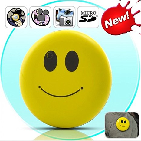 Oumeiou 8GB New Cute Yellow Color Smile Face Badge Hidden Camera Realtime Mini SD Card DVR Camcorder