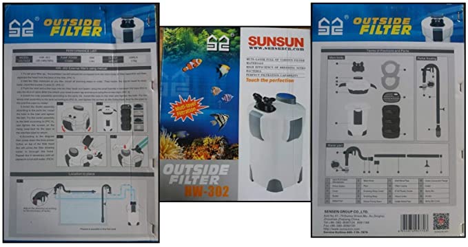 SunSun HW-302 3-Stage External Canister Aquarium Filter 264GPH