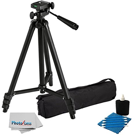 Professional 60-inch Lightweight Tripod for All Digital SLR Cameras and Camcorder Canon Sony, Nikon, Samsung, Panasonic, Olympus with Quick Release Mount   Carrying Case   Camera Lens Cleaning Kit