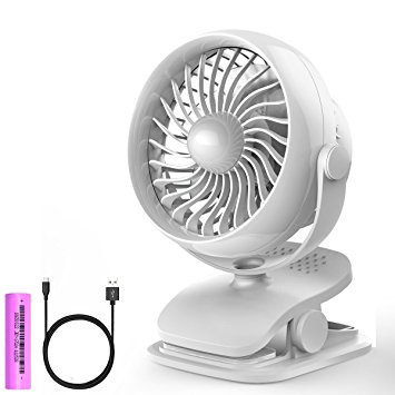 Clip on Fan, Cool Breeze Designing, Mosquito Repellent, USB or 2600mAh Rechargeable Battery Operated Fan Small Desk Fan with 4 Speed and 360° Rotation for Table, Office, Camping, Dorm, Baby Stroller