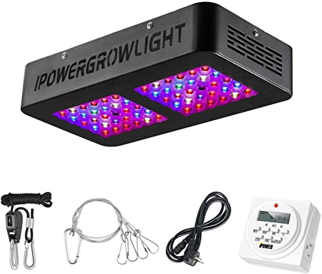 iPower GLLEDXA300CTWR-A 300W LED Light Full Spectrum Grow Lamp for Greenhouse Hydroponic, System Kits, Black